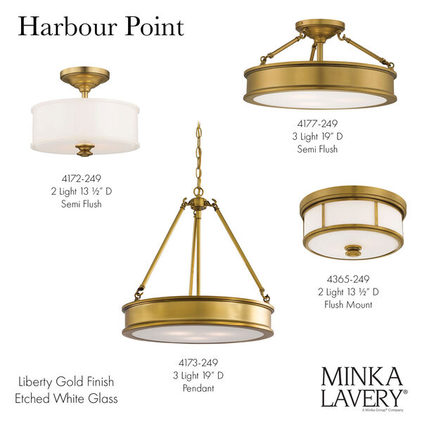 Minka-Lavery Harbour Point Gold 3-Light Semi Flush Mount | Bellacor