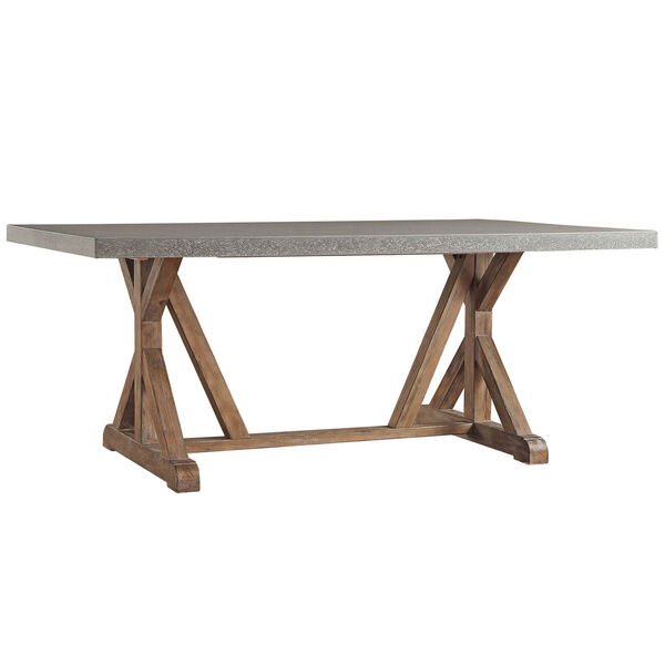 HomeHills Ellary Rustic Pine Concrete Topped Trestle Base Dining Table |  Bellacor