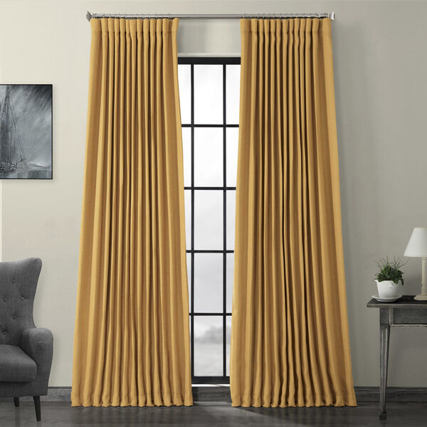 Half Price Drapes Gold Faux Linen Extra Wide Blackout Single Panel Curtain  100 x 84 BOCH-LN18518-84-DW | Bellacor
