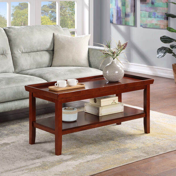 Convenience Concepts Ledgewood Mahogany Coffee Table with Shelf 501082MG  Bellacor