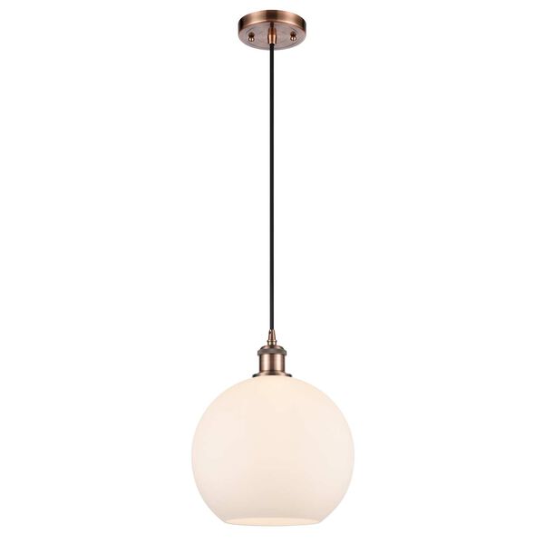 Innovations Lighting Athens Antique Copper 10-Inch One-Light Cord Hung  Pendant with Matte White Shade 516-1P-AC-G121-10 | Bellacor
