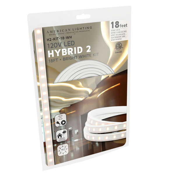 American Lighting Tape Hybrid White 12-Feet 5000K LED Strip Light H2-KIT-12- WH Bellacor