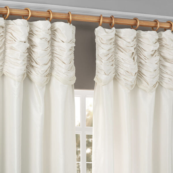 Exclusive Fabrics & Furnishings Off White Vintage Textured Faux Dupioni  Silk Single Panel Curtain 50 x 108 PDCH-KBS2-108-RU | Bellacor