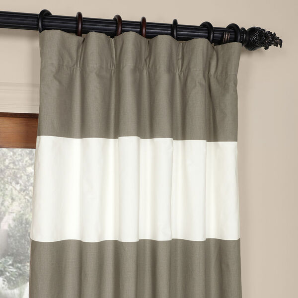 Half Price Drapes Slate Gray and Off White 50 x 120-Inch Horizontal Stripe  Curtain PRCT-HS02-120 | Bellacor