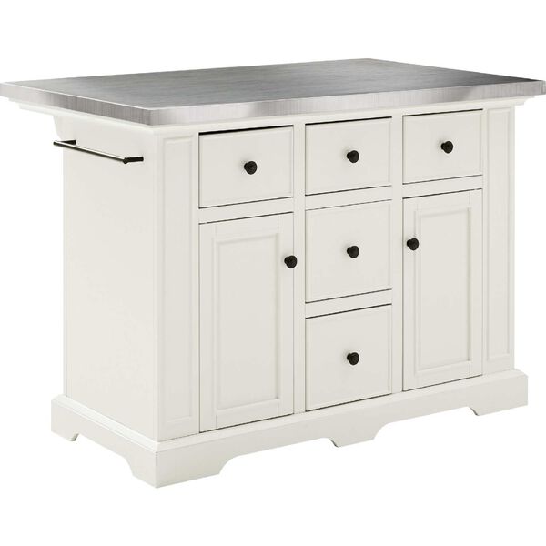Crosley Furniture Julia White Stainless Steel Stainless Steel Top Kitchen  Island KF30025AWH | Bellacor
