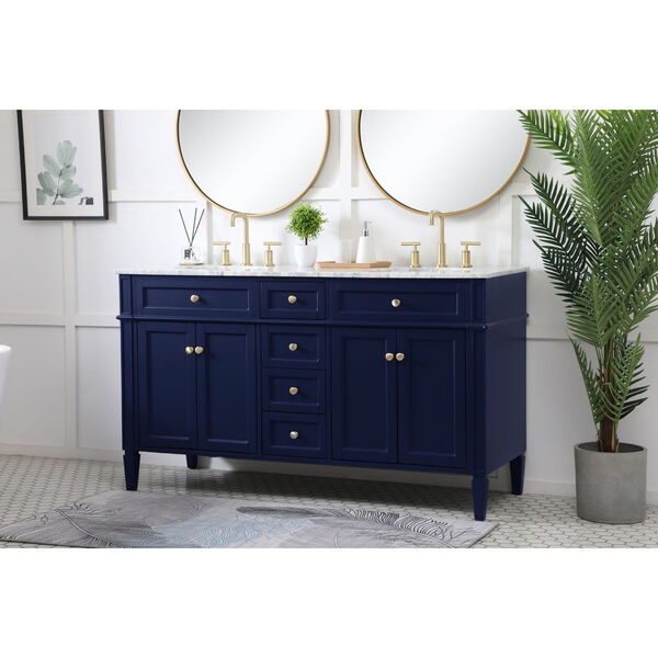 Elegant Lighting Williams Blue 60-Inch Vanity Sink Set VF12560DBL | Bellacor