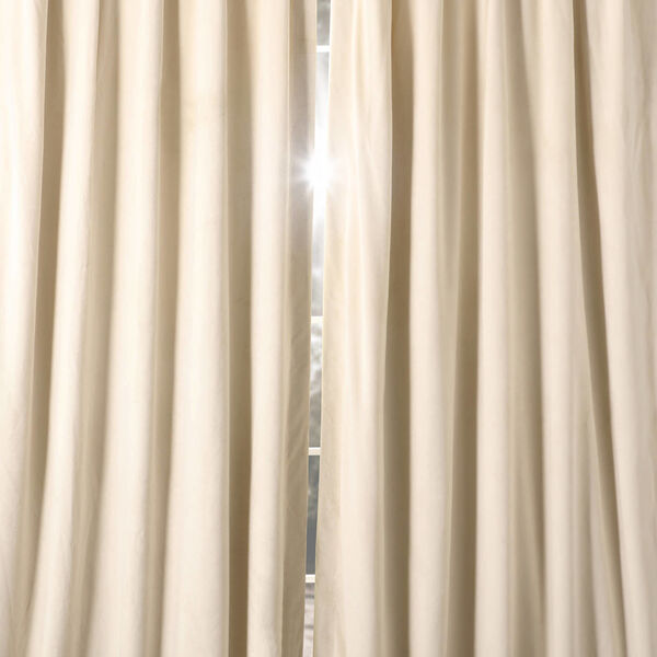 Half Price Drapes Ivory French Pleated Blackout Velvet Single Curtain Panel  25 x 108 VPCH-120601-108-FP | Bellacor