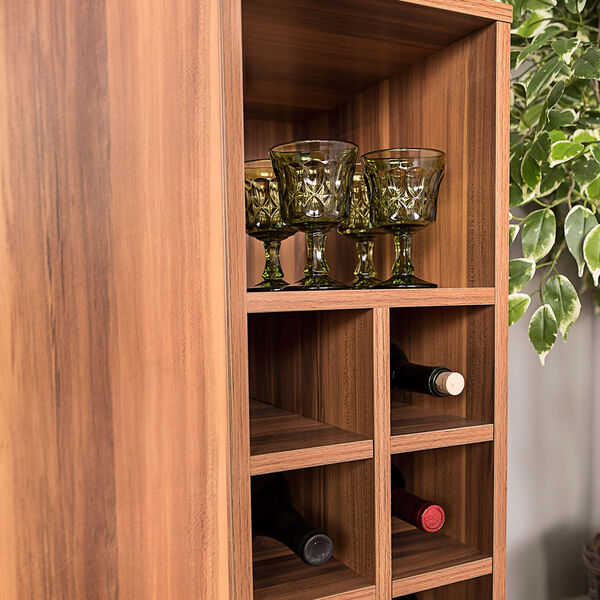 Walker Edison Furniture Co. Bar Cabinet with Wine Storage - Teak BU34COBCTK  | Bellacor