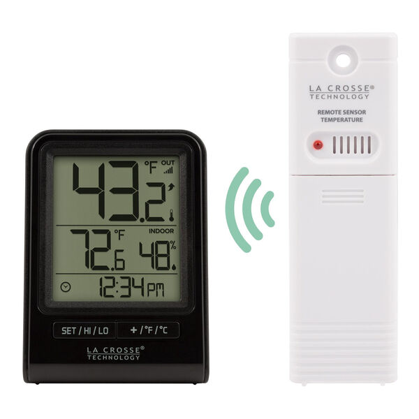 Lacrosse Technology Black Wireless Thermometer with Indoor/Outdoor  Temperature and Time 308-1409BT-CBP