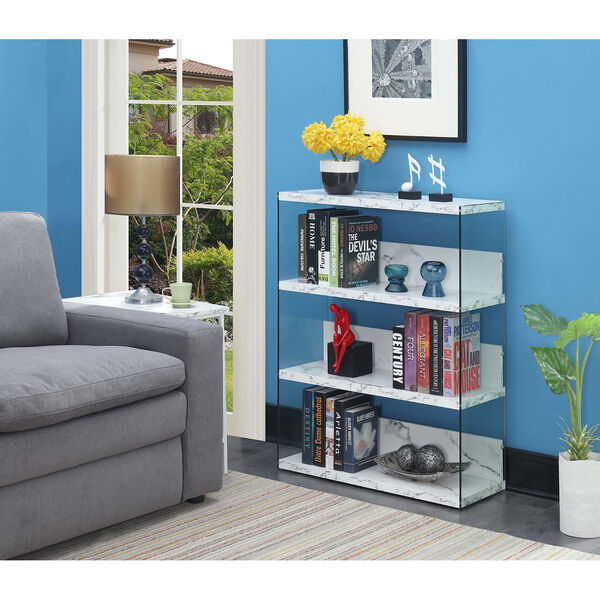 Convenience Concepts Soho 4 White Faux Marble 12-Inch Four Tier Wide  Bookcase 131548WM | Bellacor