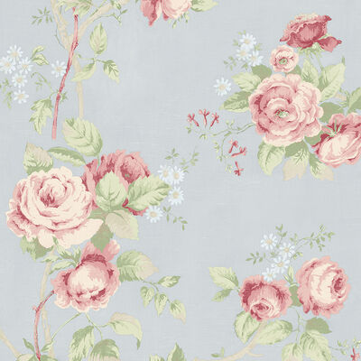 Norwall Wallcoverings White Wedding Trail Pink and Cream Floral