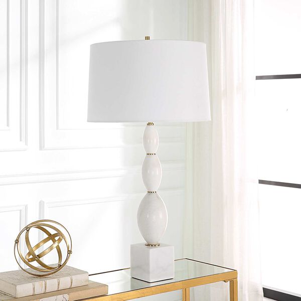Uttermost Regalia White and Brushed Brass Marble Table Lamp 30197 | Bellacor