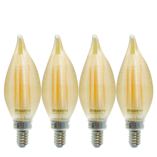 Bulbrite Pack of 4 Amber Glass C11 LED Candelabra E12 Dimmable 4W 2100K  Spunlite Filament Light Bulb 862786 | Bellacor