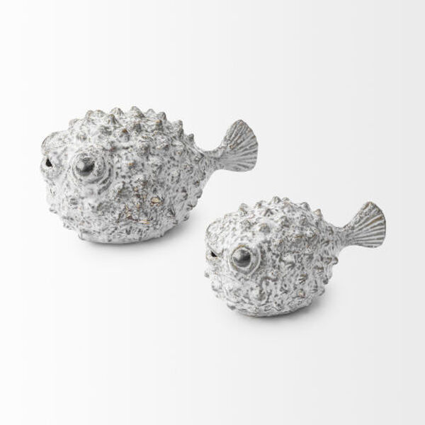Mercana Spike II Off-white Large Ceramic Puffer Fish Decorative Object  68019 | Bellacor