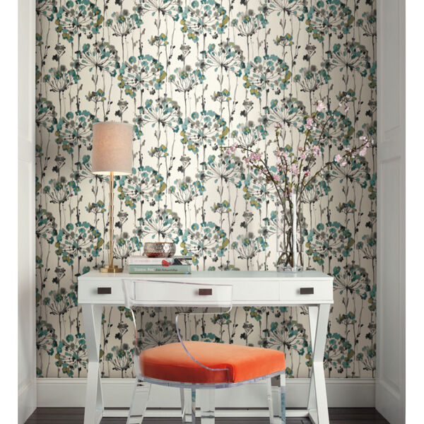 York Wallcoverings Simply Candice Turquoise Flourish Peel and Stick  Wallpaper PSW1096RL | Bellacor