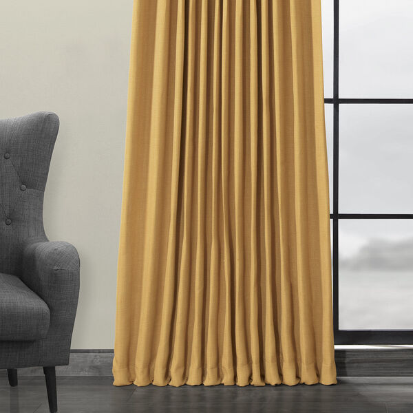 Half Price Drapes Gold Faux Linen Extra Wide Blackout Single Panel Curtain  100 x 108 BOCH-LN18518-108-DW | Bellacor