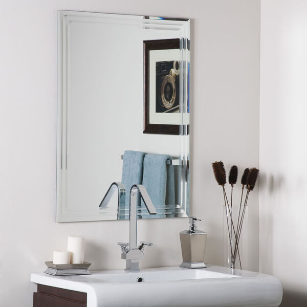 Decor Wonderland Tri Bev Silver 22 x 28-Inch Rectangular Beveled Frameless  Bathroom Mirror SSM1102S | Bellacor