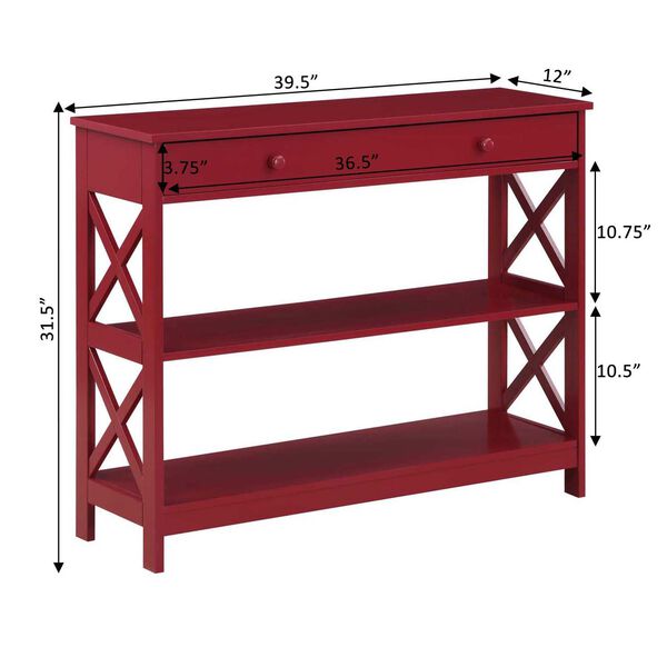 Convenience Concepts Oxford One Drawer Console Table in Cranberry Red  203295CR | Bellacor