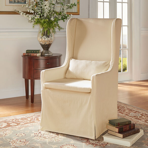 HomeHills Lisle Cream White Slipcover Wingback Host Chair 22E703C1PC-WF(3A)  | Bellacor