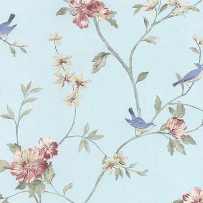 Norwall Wallcoverings Small Rose Stripe Pink and Blue Wallpaper CN24639