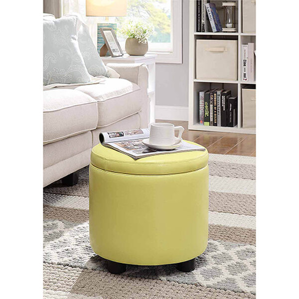 Convenience Concepts Designs4Comfort Yellow Round Accent Storage Ottoman  163523Y | Bellacor