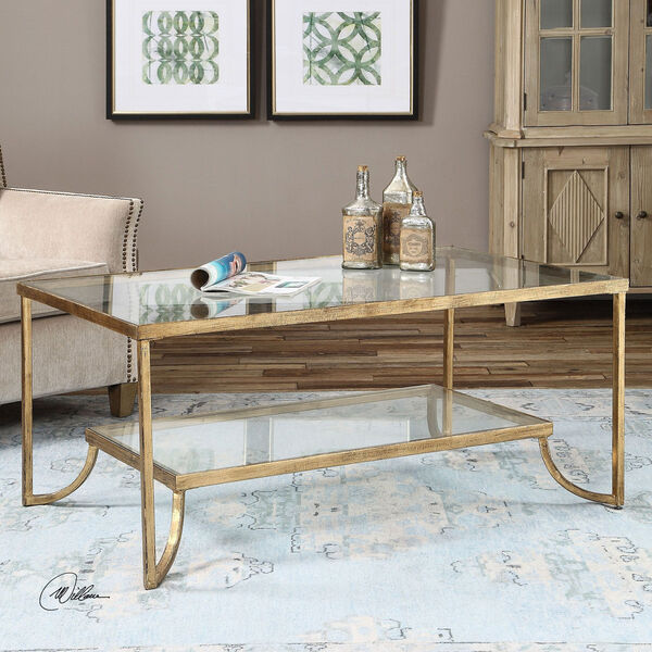 Uttermost Katina Gold Leaf Coffee Table 24540 | Bellacor