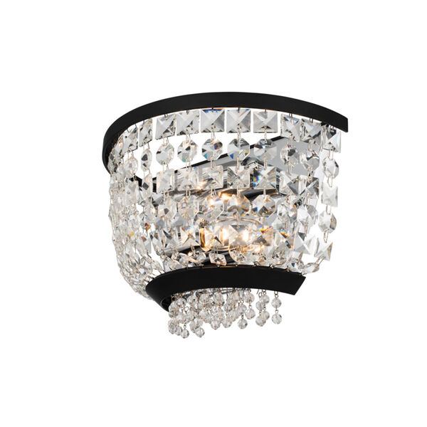 Allegri by Kalco Terzo Matte Black Polished Chrome Two-Light Wall Sconce  with Firenze Crystal 037321-052-FR001 | Bellacor