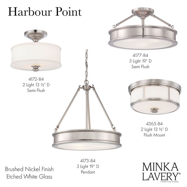 Minka-Lavery Harbour Point Brushed Nickel Two Light Semi-Flush Mount 4172-84  | Bellacor