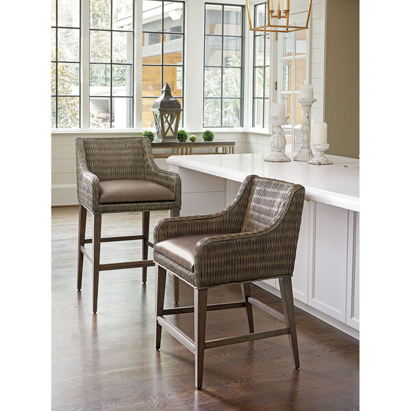 Tommy Bahama Home Cypress Point Smoke Gray and Brown Turner Woven Bar Stool  01-0562-896-01 | Bellacor