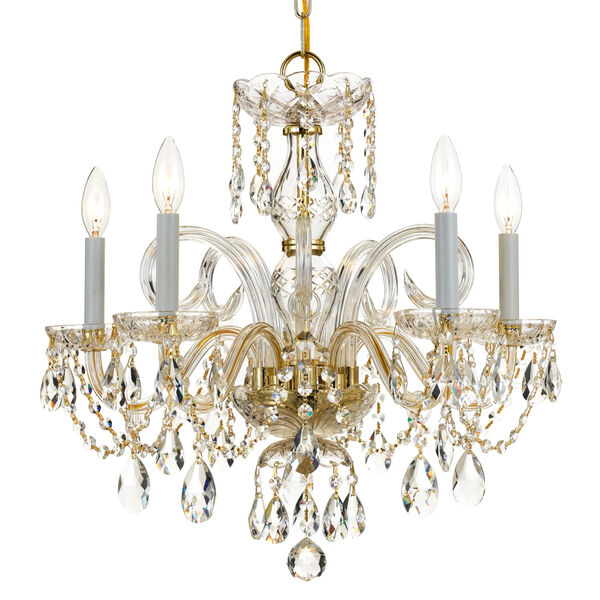 Crystorama Lighting Group Traditional Polished Brass Five-Light Clear Hand  Cut Crystal Chandelier 1005-PB-CL-MWP | Bellacor
