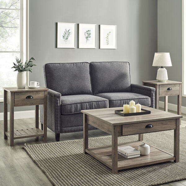 Walker Edison Furniture Co. Grey Wash Coffee Table and Side Table Set,  3-Piece GAF30CY3PCSGW | Bellacor