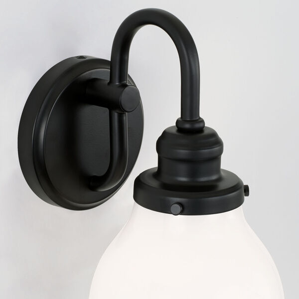 Capital Lighting Fixture Company Baxter Matte Black One-Light Wall Sconce  with Milk Glass 8301MB-128 | Bellacor