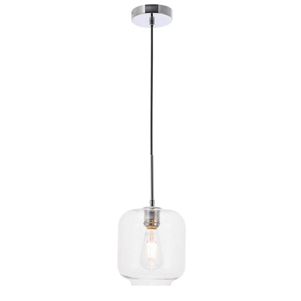 Elegant Lighting Collier Chrome Seven-Inch One-Light Mini Pendant with  Clear Glass LD2272C | Bellacor