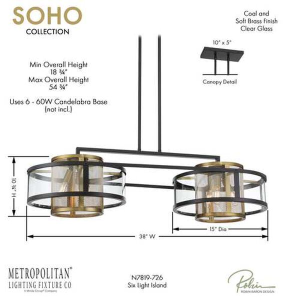 Metropolitan Lighting Soho Coal and Soft Brass Six-Light Island Chandelier  N7819-726 | Bellacor