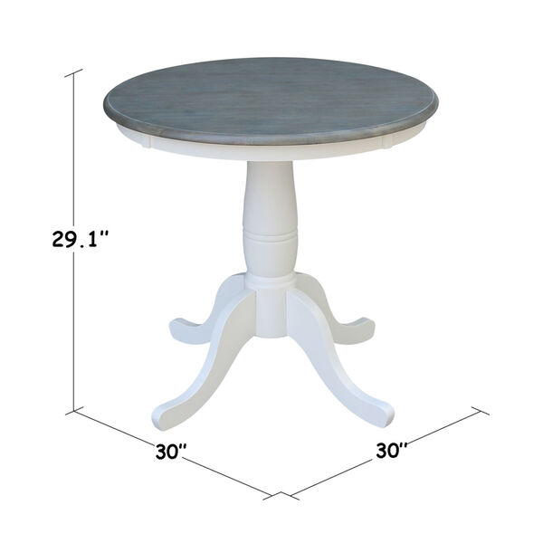 International Concepts White and Heather Gray 30-Inch Width x 29-Inch  Height Round Top Dining Height Pedestal Table K05-30RT | Bellacor