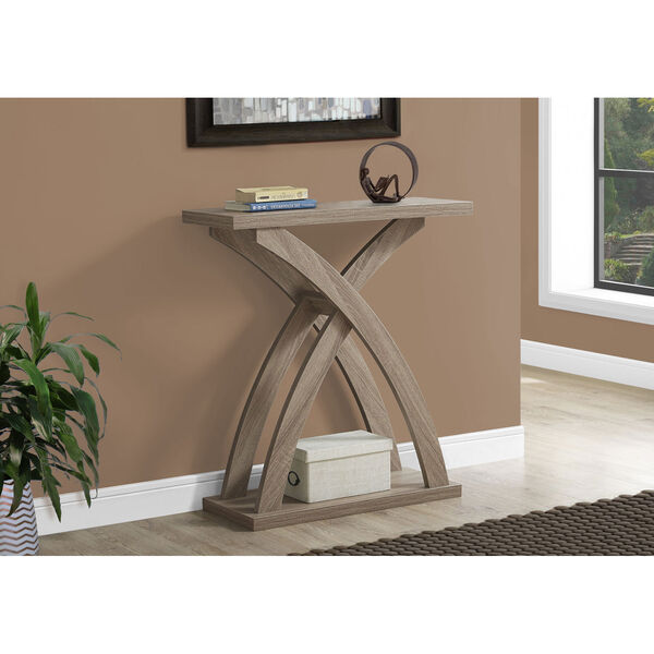 Hawthorne Ave Dark Taupe 12-Inch Console Table with Curved Cross Legs |  Bellacor
