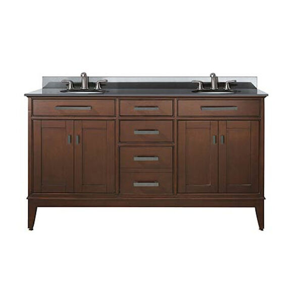 Avanity Madison Tobacco 60-Inch Double Sink Vanity with Black Granite Top  MADISON-VS60-TO-A | Bellacor