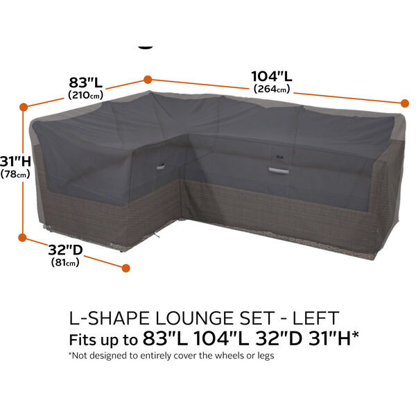 Willow Maple Dark Taupe Patio Left Facing Sectional Lounge Set Cover |  Bellacor