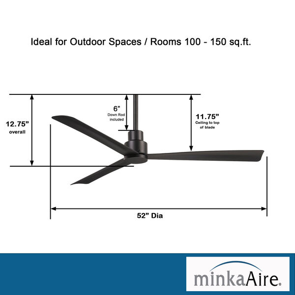 Minka Aire Simple Coal 52-Inch Ceiling Fan F787-CL Bellacor