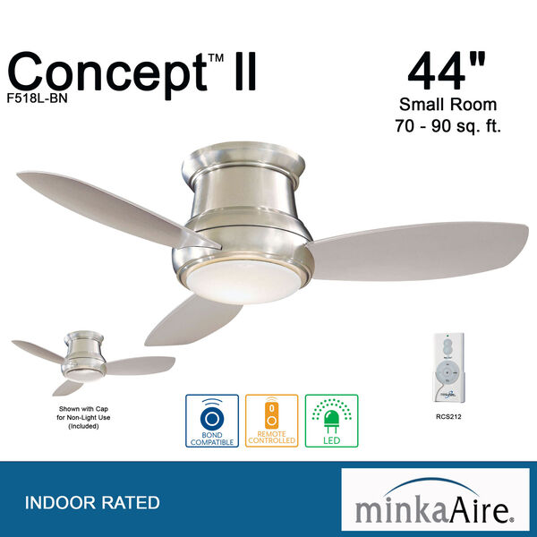 Minka Aire Concept II Brushed Nickel 44-Inch Flush LED Ceiling Fan F518L-BN  | Bellacor