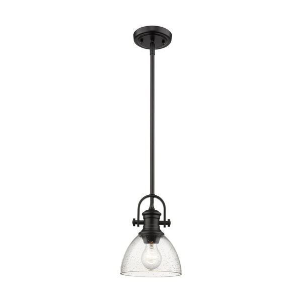 251 First Afton Black Seven-Inch One-Light Mini Pendant with Seeded Glass |  Bellacor