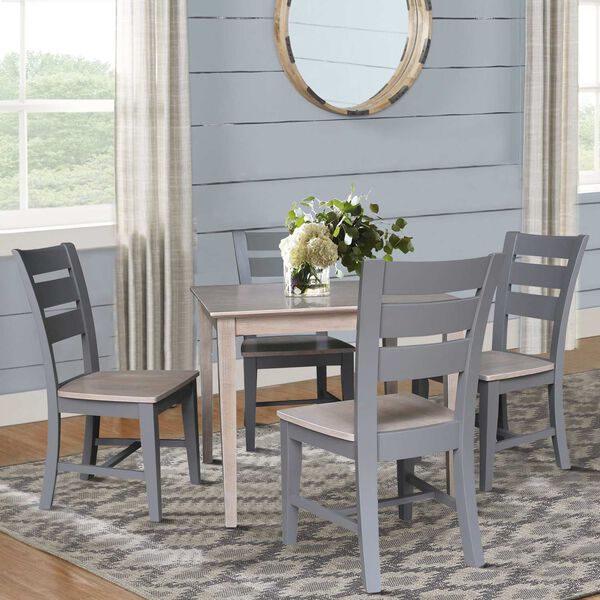 International Concepts Washed Gray Clay Taupe 36 x 36 Inch Dining Table  with Four Chairs K09-3636-CI138-60-4 | Bellacor