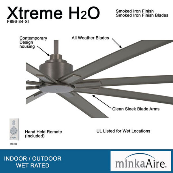 Minka Aire XTREME H2O Smoked Iron Outdoor Ceiling Fan F896-84-SI | Bellacor