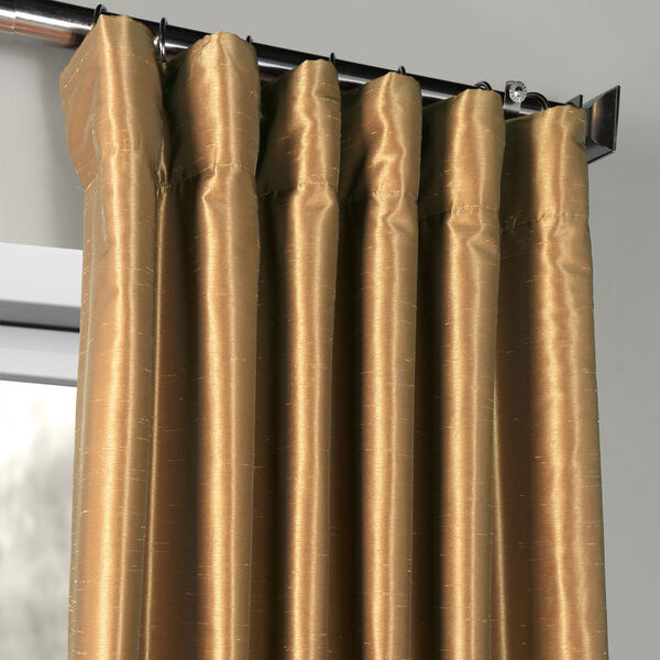 Half Price Drapes Flax Gold Vintage Textured Faux Dupioni Silk Single Panel  Curtain 50 x 96 PDCH-KBS8-96 | Bellacor