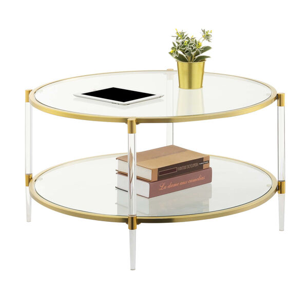 Convenience Concepts Royal Crest Clear and Gold Acrylic Glass Coffee Table  133482G | Bellacor