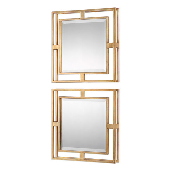 Allick Gold Square Mirrors, Set of Two