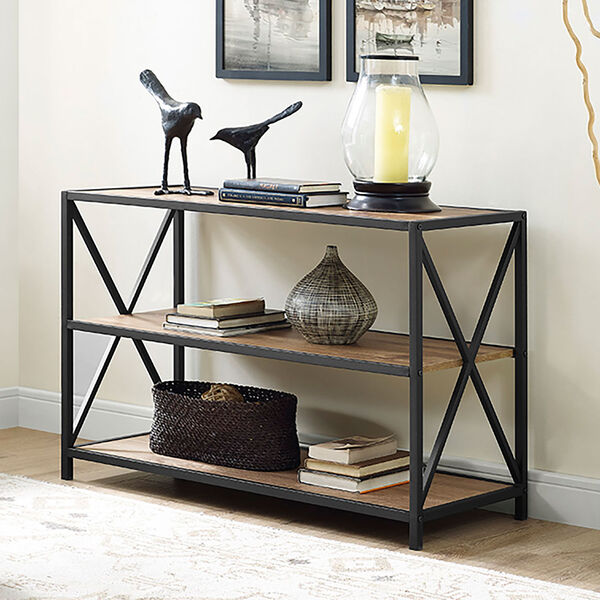 Walker Edison Furniture Co. 40-inch X-Frame Metal and Wood Media Bookshelf  - Barnwood BS40XMWBW | Bellacor
