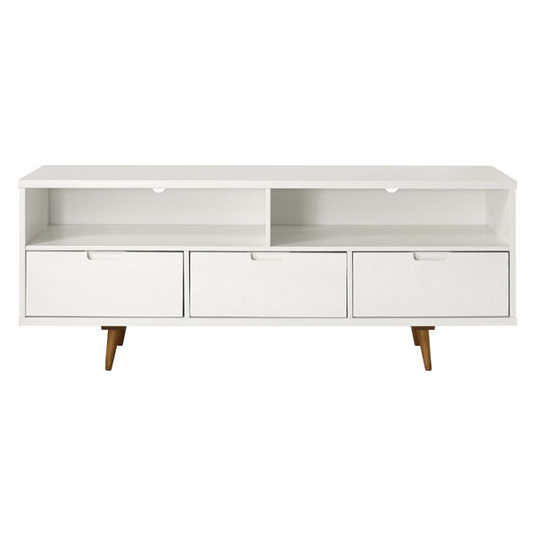 Walker Edison Furniture Co. Ivy White Three-Drawer Solid Wood TV Stand  W58IV3DWH | Bellacor