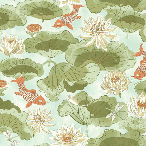 York Wallcoverings Waverly Classics I Lotus Lake Removable Wallpaper Greens  Wallpaper- Sample Swatch Only WC7563-memosample | Bellacor