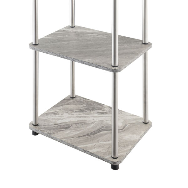 Convenience Concepts Design2Go Faux Gray Marble and Chrome Five-Tier Tower  161010GYM | Bellacor